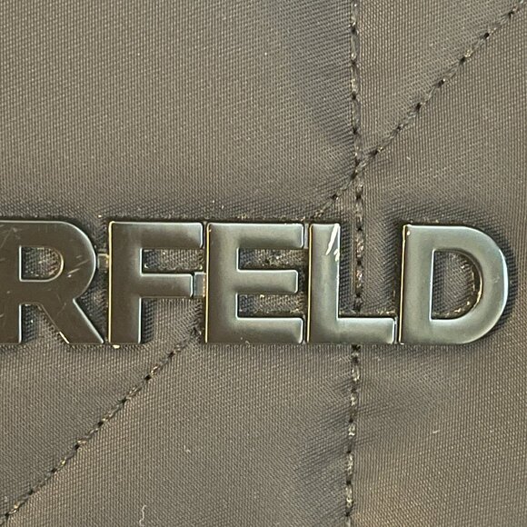 Karl Lagerfeld Paris Voyage Logo Black Quilted Crossbody Bag - Picture 8 of 16